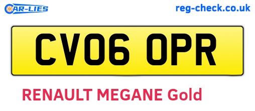 CV06OPR are the vehicle registration plates.