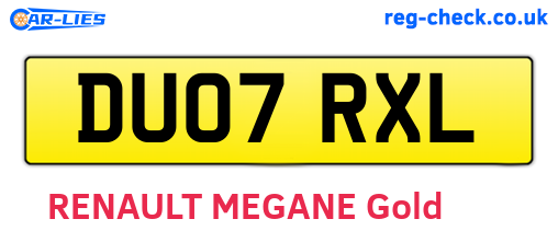 DU07RXL are the vehicle registration plates.