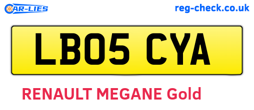 LB05CYA are the vehicle registration plates.