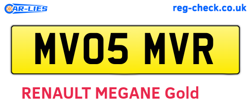 MV05MVR are the vehicle registration plates.