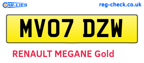 MV07DZW are the vehicle registration plates.