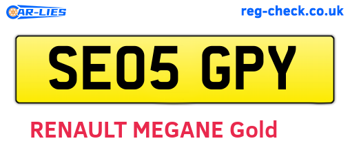 SE05GPY are the vehicle registration plates.