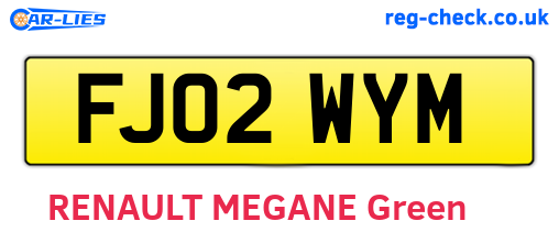 FJ02WYM are the vehicle registration plates.