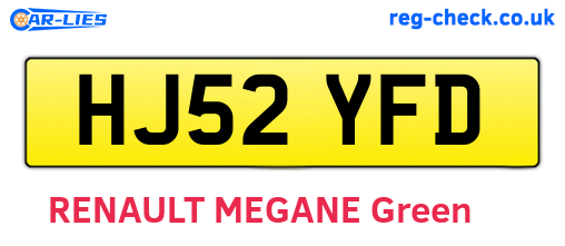 HJ52YFD are the vehicle registration plates.
