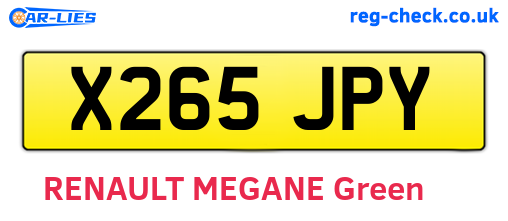 X265JPY are the vehicle registration plates.