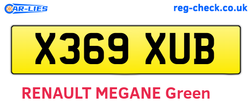 X369XUB are the vehicle registration plates.