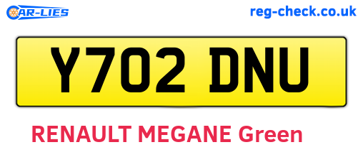 Y702DNU are the vehicle registration plates.