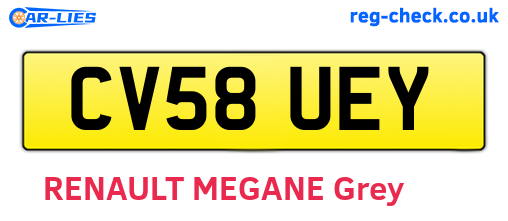 CV58UEY are the vehicle registration plates.