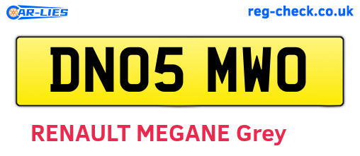 DN05MWO are the vehicle registration plates.