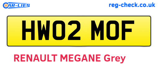 HW02MOF are the vehicle registration plates.