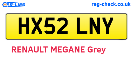 HX52LNY are the vehicle registration plates.