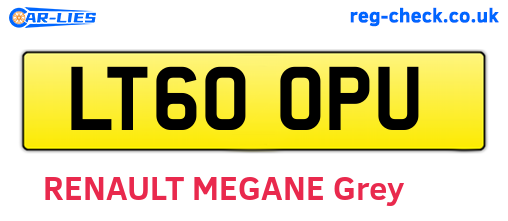 LT60OPU are the vehicle registration plates.