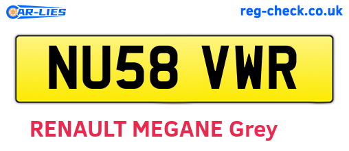 NU58VWR are the vehicle registration plates.