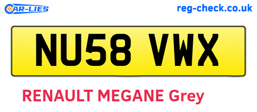 NU58VWX are the vehicle registration plates.