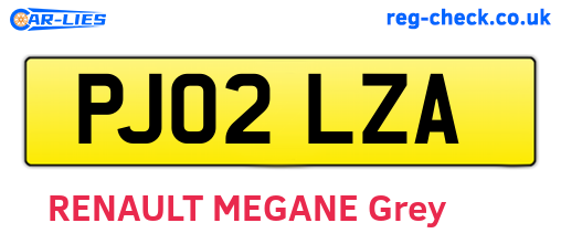 PJ02LZA are the vehicle registration plates.