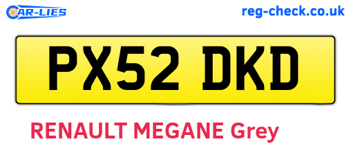PX52DKD are the vehicle registration plates.