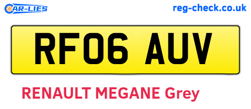 RF06AUV are the vehicle registration plates.