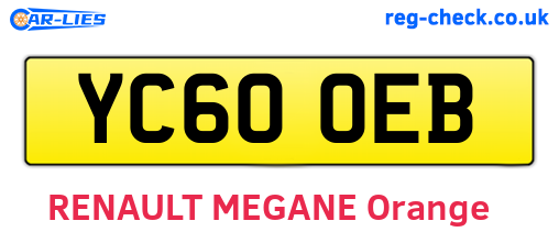 YC60OEB are the vehicle registration plates.