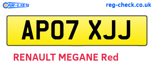 AP07XJJ are the vehicle registration plates.