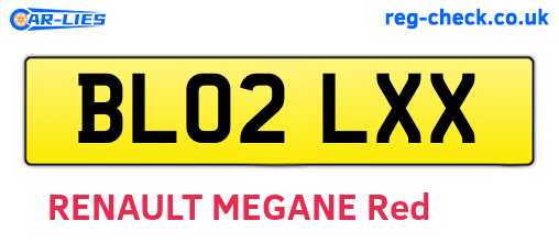 BL02LXX are the vehicle registration plates.
