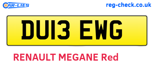 DU13EWG are the vehicle registration plates.