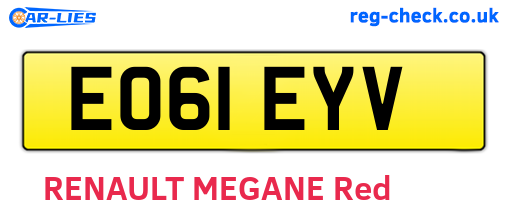 EO61EYV are the vehicle registration plates.