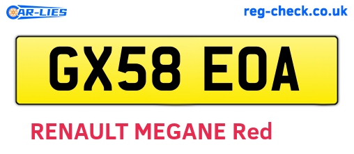 GX58EOA are the vehicle registration plates.