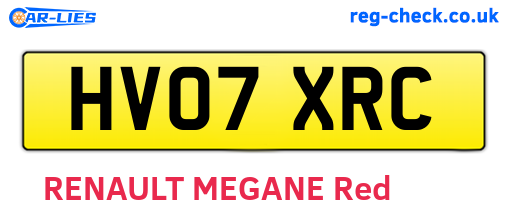 HV07XRC are the vehicle registration plates.