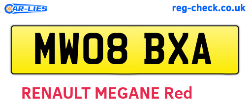 MW08BXA are the vehicle registration plates.
