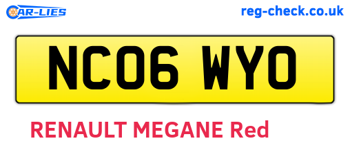 NC06WYO are the vehicle registration plates.