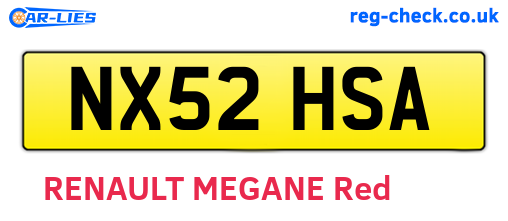 NX52HSA are the vehicle registration plates.