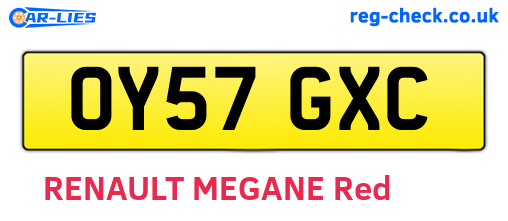 OY57GXC are the vehicle registration plates.