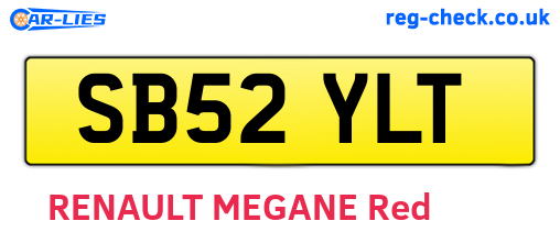 SB52YLT are the vehicle registration plates.
