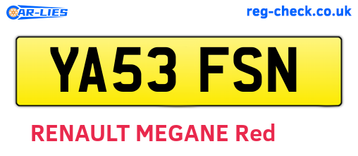 YA53FSN are the vehicle registration plates.