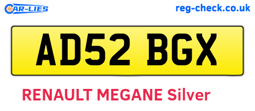 AD52BGX are the vehicle registration plates.