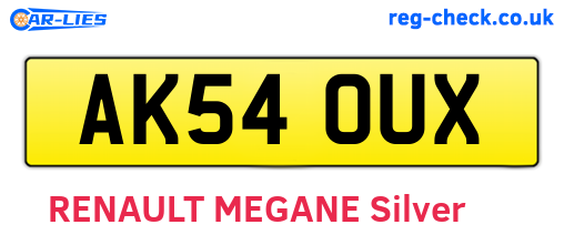 AK54OUX are the vehicle registration plates.