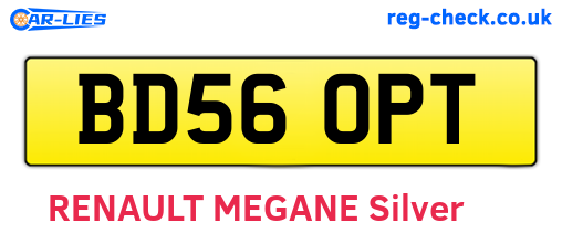 BD56OPT are the vehicle registration plates.
