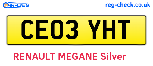 CE03YHT are the vehicle registration plates.