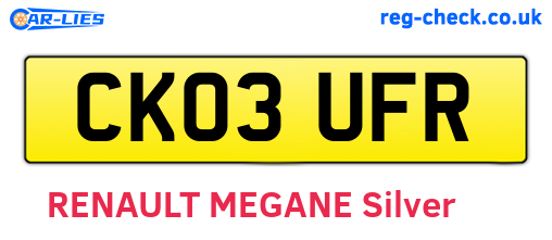 CK03UFR are the vehicle registration plates.