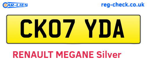 CK07YDA are the vehicle registration plates.