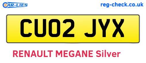 CU02JYX are the vehicle registration plates.