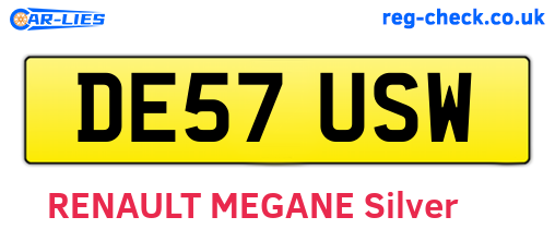 DE57USW are the vehicle registration plates.
