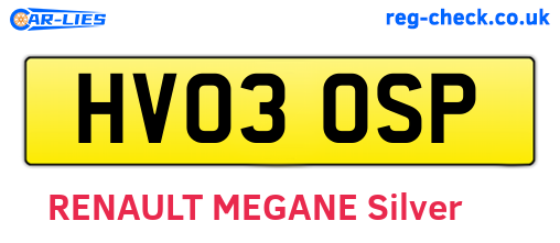 HV03OSP are the vehicle registration plates.