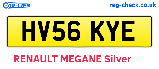 HV56KYE are the vehicle registration plates.