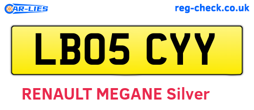 LB05CYY are the vehicle registration plates.