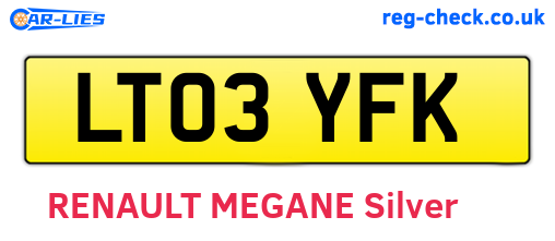 LT03YFK are the vehicle registration plates.