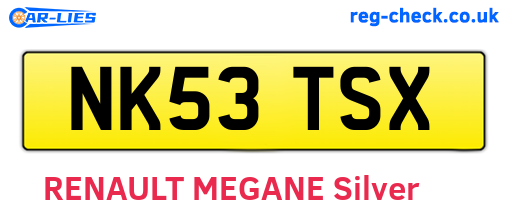 NK53TSX are the vehicle registration plates.