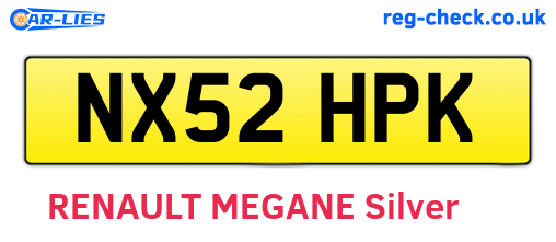 NX52HPK are the vehicle registration plates.