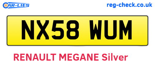 NX58WUM are the vehicle registration plates.