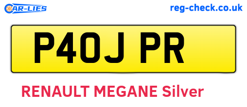 P40JPR are the vehicle registration plates.